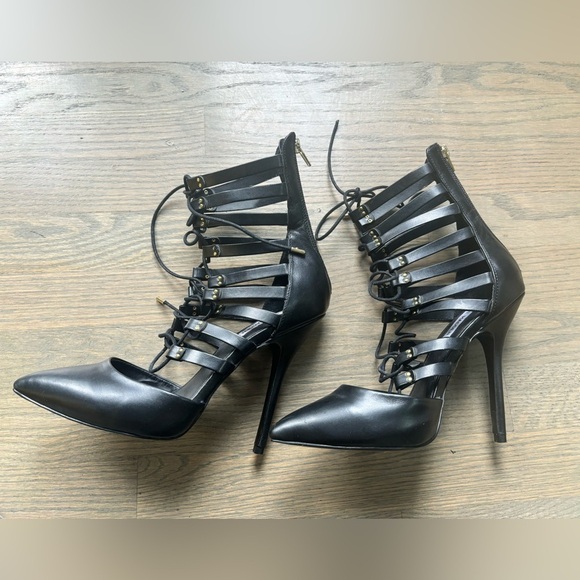 Steve Madden black lace up pointy toe Stilettos-Women's Size 8 - Picture 11 of 11